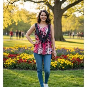 Worthington Pink and Black Blouse